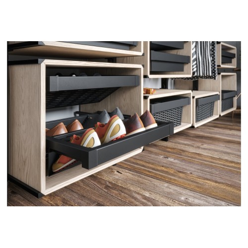 Полиця для взуття металева elite 700 перфорована мм з доводчиком, колір графіт - WG-POBUWM70-60