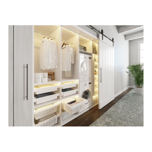 Корзина для белья elite перфорированная 700 мм с доводчиком, цвет белый - WG-KOSZM70-10