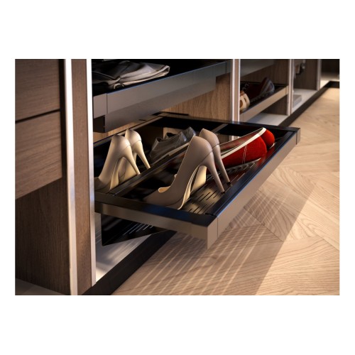 Полиця для взуття металева elite 600 мм перфорована з доводчиком, колір графіт - WG-POBUWM60-60