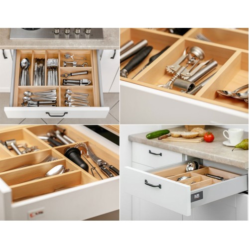 Лоток CUSTOMI Буковый с регулировкой 600-1000ММ для ящика AXIS/MB L500 - W-CUSTOMI-80L500