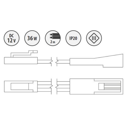 Конектор REJS, міні-АМР з кабелем 2м - TR20.0030.05.000