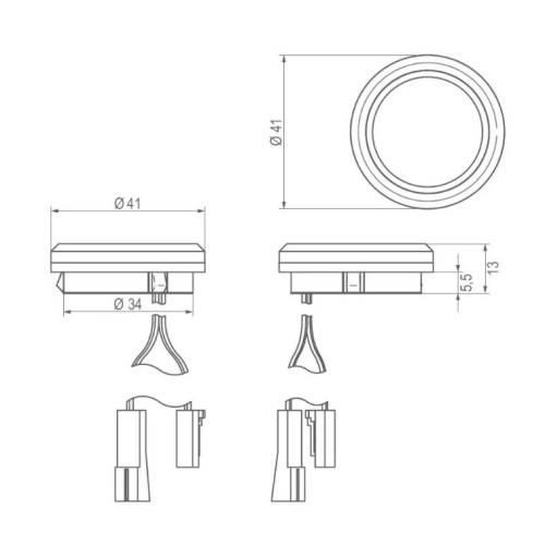 Rejs W-04 Выключатель врезной с диммером, Диаметр: 35мм, 12/24В 36Вт, Цвет: Хром - TR20.0018.05.001