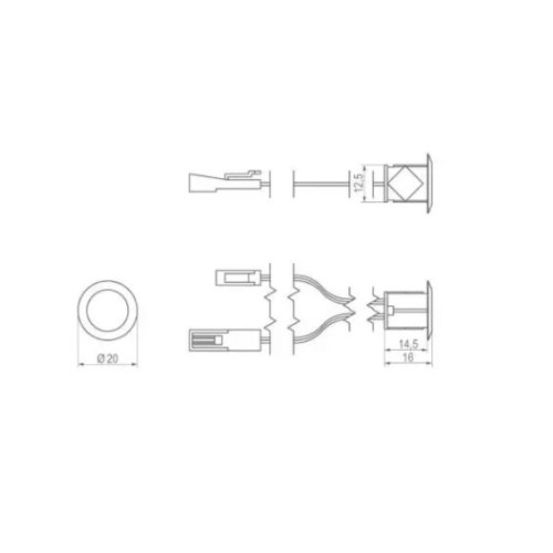 Rejs W-03 Сенсорний вимикач з диммером, врізний, Діаметр: 15мм, 12/24В 36Вт, Колір: Хром - TR20.0017.05.001