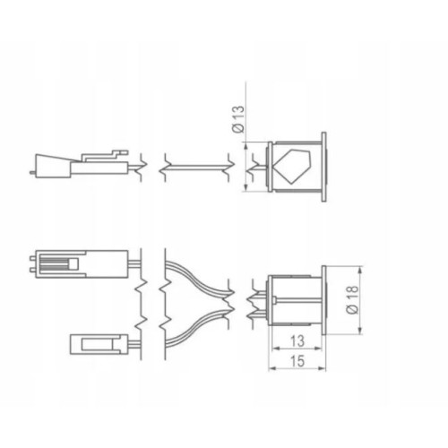 Rejs W-01 Сенсорний вимикач з диммером, врізний, Діаметр: 14мм, 12/24В 36Вт, Колір: Чорний - TR20.0015.05.061