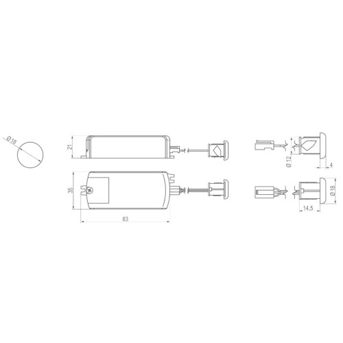 Двофункціональний безконтактний вимикач REJS W05, макс. 500W, AC220-240V, 50/60Hz, IP20, пластик - TR20.0019.05.000