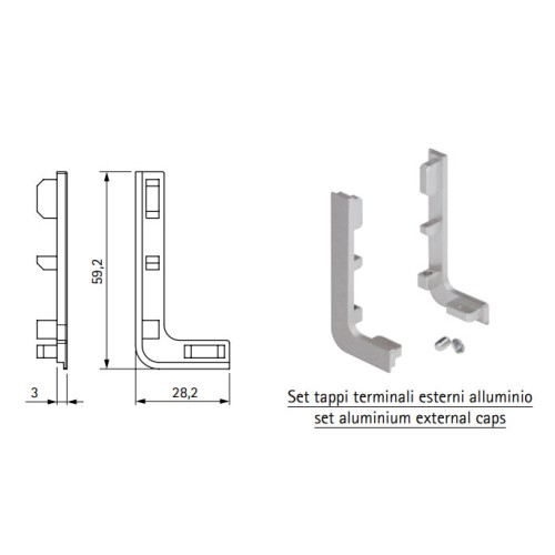 Заглушка ліва LS для профіля L GOLA алюміній - 5127