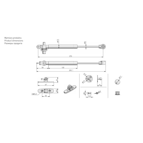 Ліфт пневматичний GАМ 100N із сповільнювачем БІЛИЙ - PD-GAM100-N10