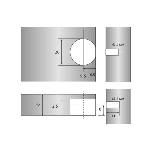Рафікс Linken System корпус стяжки венге 16мм + гвинт - 8646