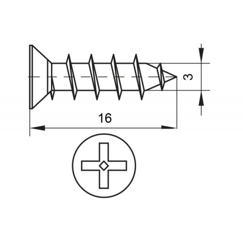 Саморізи Люкс 3х16мм білий (уп-1000шт) - 4784