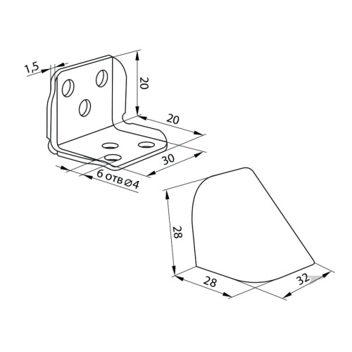 Кутник монтажний 2-ий DC з накладкою Вільха - 14545