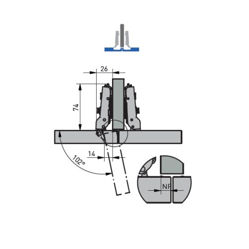 Петля GTV SilentoPro 3D Black для алюминиевых рамок Полунакладная Гидравлическая + оп. планка Н=0 clip-on - ZM-HCSLRALU08-3DBEO-20