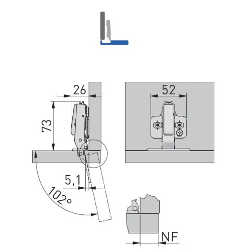 Петля GTV SilentoPro 3D 90° накладная гидравлическая + оп. планка Н=0 clip-on - ZM-HCSL09-3DBEO