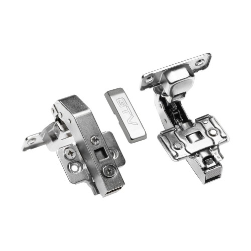 Петля GTV Solid Plus 180° рівнолежача з 3D регулюванням та доводчиком (під фальшпанель), нікель - ZM-HCKT90-3DBEO-S