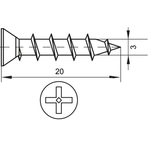 Саморізи ЛЮКС 3х20мм білий (уп-1000шт) - 11153