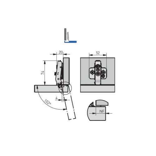 Петля GTV SilentoPro 3D для алюмінієвих рамок Накладна Гідравлічна + оп. планка Н=0 clip-on - ZM-HCSLRALU09-3DBEO