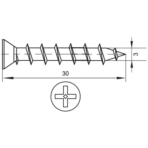Саморізи Люкс 3х30мм білий (уп-1000шт) - 10536