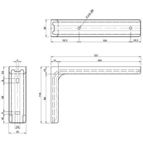 Консоль с пластиковой накладкой L-180 мм клен. - 402