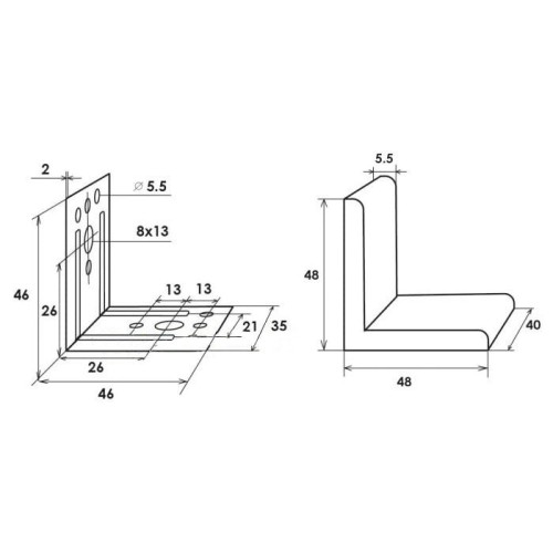 Кутник металевий 48х48 з пластиковою накладкою білий - 10529