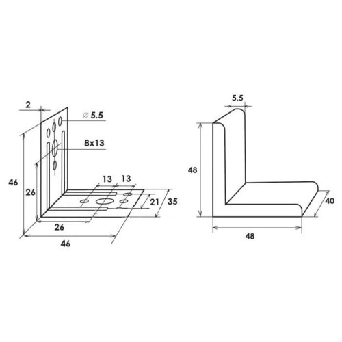 Уголок металлический 48х48 с пластиковой накладкой черный - 10498