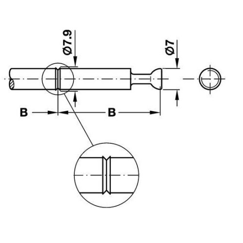 Мініфікс Болт стяжки для подвійного кріплення, сталевий D7мм гол. свердл. 34мм – 7590