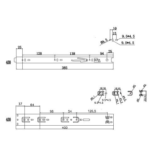 Напрямна телескопічна Linken System з доводчиком L-400 мм - 11604