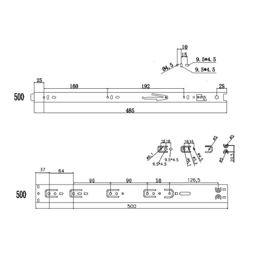 Напрямна телескопічна Linken System з доводчиком L-500 мм - 11605