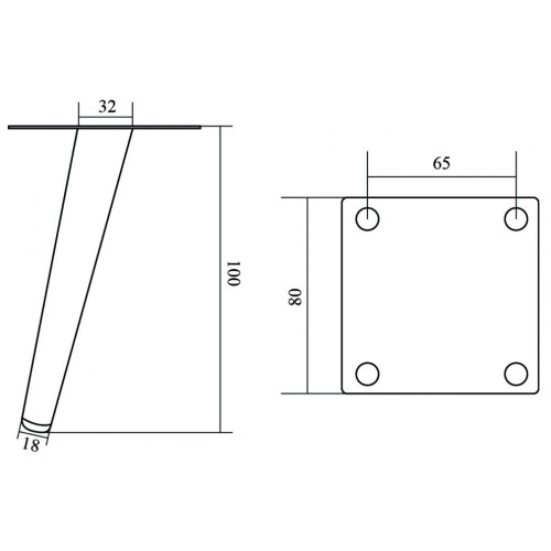 Ніжка меблева конусна похила чорний h-100мм - 11284