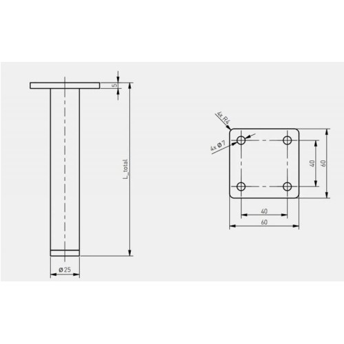 Ножка мебельная GTV RONDA SIMPLE черный H-150 мм - 14747