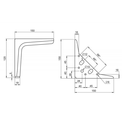 Нерегульована металева ніжка JUSTINE, колір чорний глянець, висота 120 мм - 00000014095
