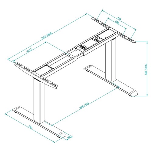 Опора для стола FUTURO с электроприводом (625мм-1275мм) цвет:белый TT03.2655.01.003 - TT03.2655.01.003