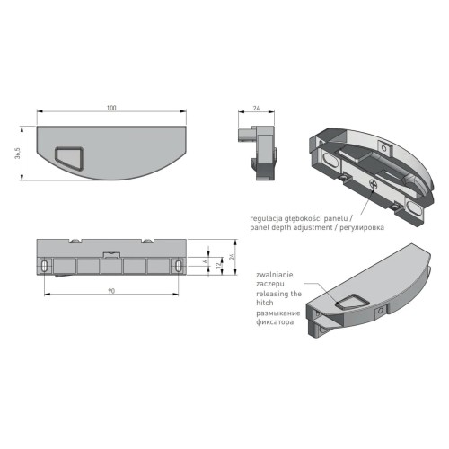 Axis Pro Зачіп NINKA для внутрішньої скриньки,антрацит - PB-ZA-FA-11
