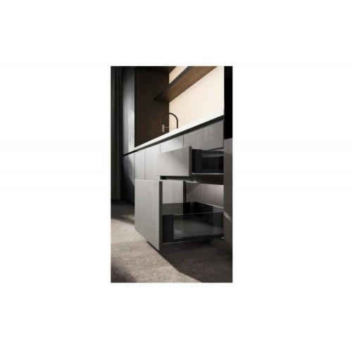 Выдвижной ящик GTV AXIS PRO GLASS 500 мм, высокий H-167 мм, черный (с доводчиком, полное выдвижение) - 16450