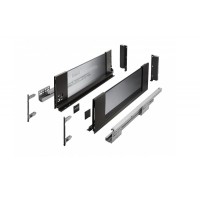 Висувна скринька GTV Axis Pro Glass 450 мм, висока H-167 мм, чорна, з доводчиком (Soft Close), повне висунення