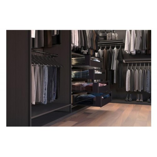 Выдвижной ящик GTV Axis Pro Glass 450 мм, высокий H-167 мм, черный, с доводчиком (Soft Close), полное выдвижение - 16448