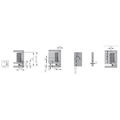 Ящик висувний GTV Axis Pro 450 мм H-120 середній, чорний, з доводчиком - 2639