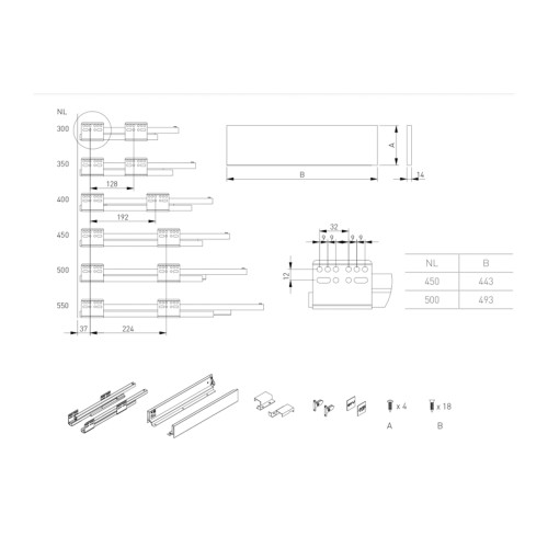 Axis Pro графіт, панель під духовку, 450мм x 69мм - PB-AXISPRO-KPL69-450-60