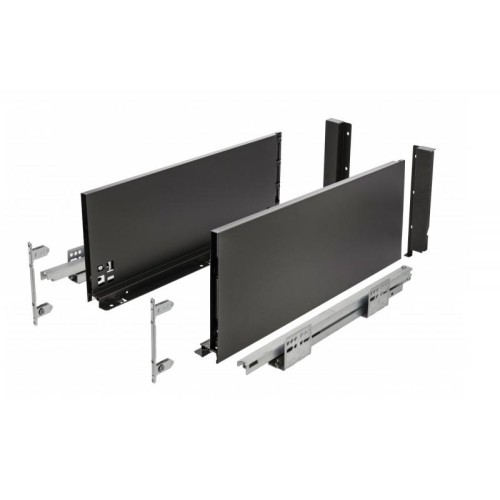 Выдвижной ящик GTV Axis Pro Push to Open 450 мм, высокий H-168 мм (C2), черный, система без ручек - 16469