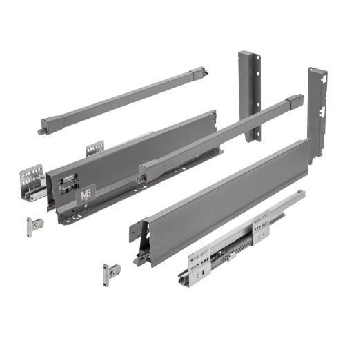 Висувна система Modern Box PRO, L=500 мм, Високий, антрацит, Soft Close - PB-MBPRO-KPL500C