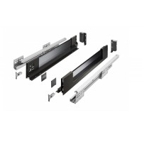 Висувна скринька GTV Axis Pro Glass 500 мм, низька H-84 мм, чорна, з доводчиком (Soft Close), повне висунення