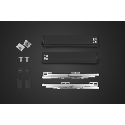 Висувна ящик GTV Axis Pro 500 мм, середній H-120 мм, чорний, з доводчиком Soft Close - 2653