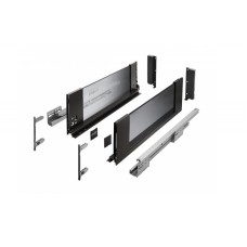 Висувна скринька GTV AXIS PRO GLASS 500 мм, висока H-167 мм, чорна (з доводчиком, повне висунення)