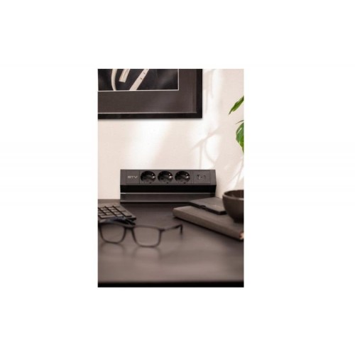 Подовжувач GTV настільний Basco з кріпленням, 3xSchuko, USB A+C, кабель 1,5 м, чорний - 16215