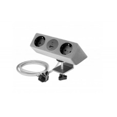 Подовжувач GTV настільний Sofito з кріпленням, 2xSchuko, USB A+C, кабель 1,5м, оксамит сірий