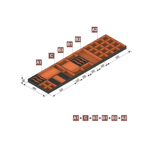 Гардеробный органайзер для ящиков MAXIMA PURO Оранжевый/Черный C (100x460x58) - TE36.9005.46.BN4