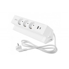 Подовжувач GTV настільний Basco з кріпленням, 3xSchuko, USB A+C, кабель 1,5 м, білий