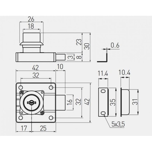 Замок квадратний GTV CF-138 з електронним ключем чорний - 14723