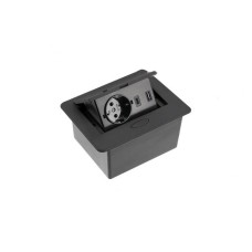 Подовжувач врізний GTV AVARO 1xSCHUKO, USB A+C, кабель 1,5 м, чорний