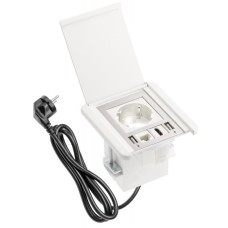 Подовжувач FLIP, 1xSCHUKO, 2xUSB, 1xLAN, кабель з вилкою 1,5м, білий