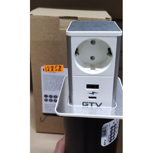 Подовжувач TOWER, 1xSCHUKO, 1xUSB, 1xTYPE-C, кабель з вилкою 1,5 м, інокс/білий - AE-GMW1STOW-10