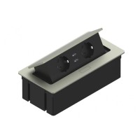 Прямокутний подовжувач 2x schuko 2 x USB 2,1A сірий Elektrima Kwadro Rejs